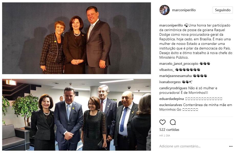 Governador desejou êxito para a goiana à frente da PGR | Foto: Reprodução / Instagram