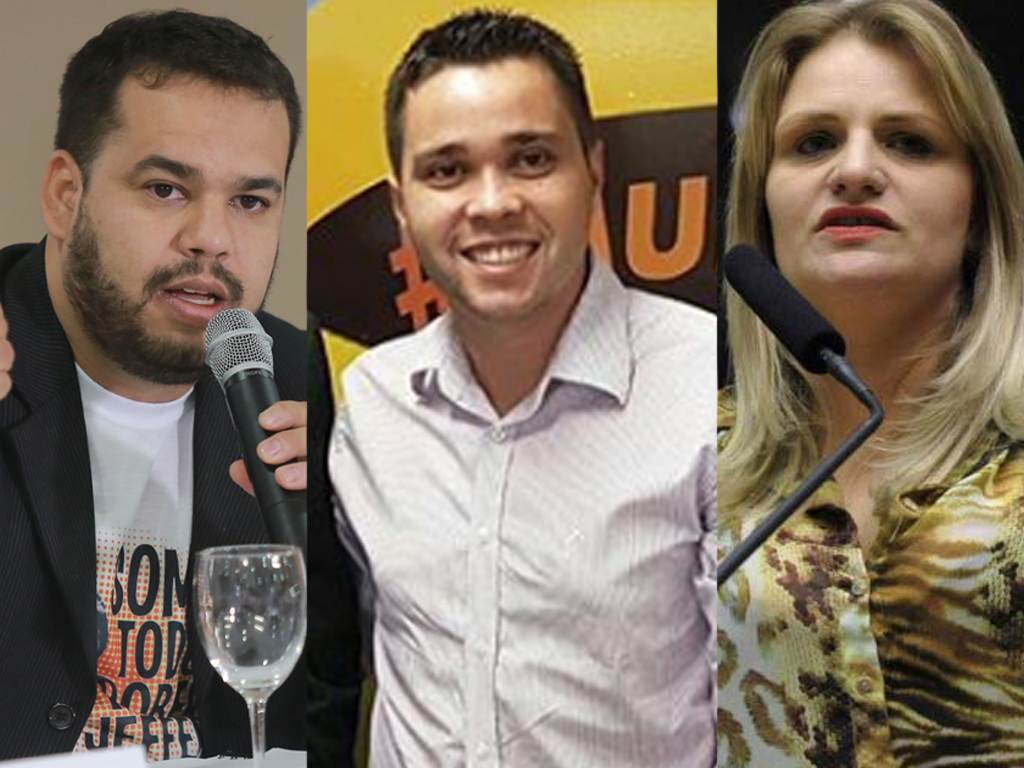 Presidente estadual do PTB Jovem de São Paulo, Alan Leal, presidente da Juventude do PTB de Goiânia, Thiago Taguary, e presidente nacional do PTB Jovem Graciela Nienov | Fotos: Reprodução