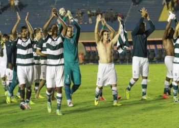 Jogadores do Goiás comemoram classificação (Foto: site Goiás E.C.)