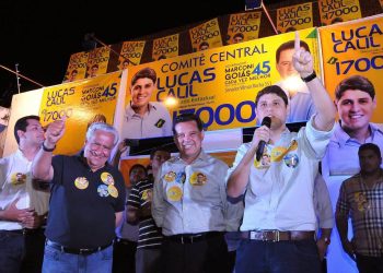 Lucas Calil em campanha ao lado de Marconi Perillo e Vilmar Rocha