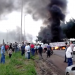 Manifestantes fecham a GO-080 e colocam fogo em pneus (Foto: Reprodução)