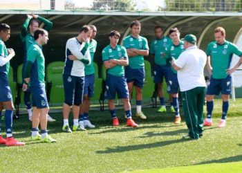 Jogadores treinam para enfrentar o Sport (Foto: Site Goiás)