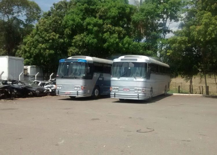 Ônibus apreendidos pela PRF (Foto: Divulgação)