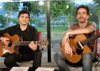 Frejat e Nando Reis em Goiânia (Foto: TV Globo / Thiago Prado Neris)