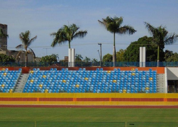Cores usadas no Estádio Olímpíco são as mesmas definidas como padrão do PSDB de Marconi (Foto: Perícia Técnica do MP-GO)