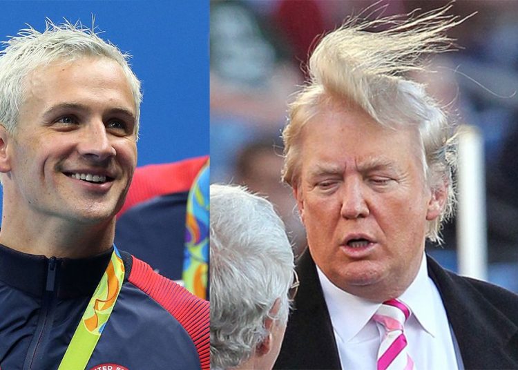 Nadador Ryan Lochte e candidato republicano à presidência estadunidense Donald Trump (Foto: Reprodução)