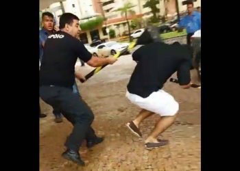 Segurança se desentendeu com dois homens em frente a hotel de alto padrão | Foto: Reprodução