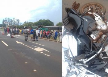 Racha no perímetro urbano de Acreúna, a 150 km de Goiânia, acaba com a morte de um jovem de 21 anos, que colidiu sua motocicleta em uma carreta | Foto: Divulgação/PRF