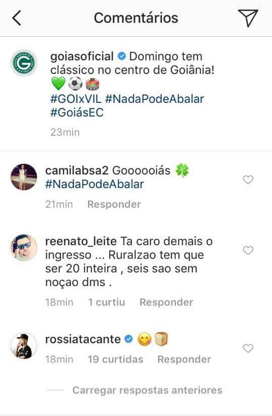 Atacante Rossi provoca torcedores do Vila Nova pelo Instagram | Foto: Rosiron Rodrigues / GEC