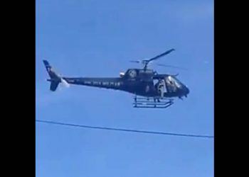 Helicóptero da PM flagra carro roubado e participa de prisão em Goiânia | Foto: Reprodução/ Whatsapp