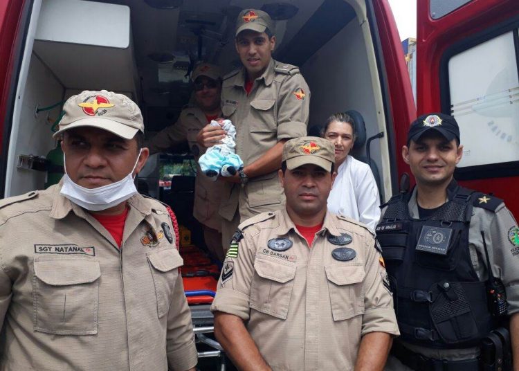 Bombeiros resgataram recém-nascido em lixeira na tarde desta quarta-feira, 18 | Foto: Divulgação/ CBMGO