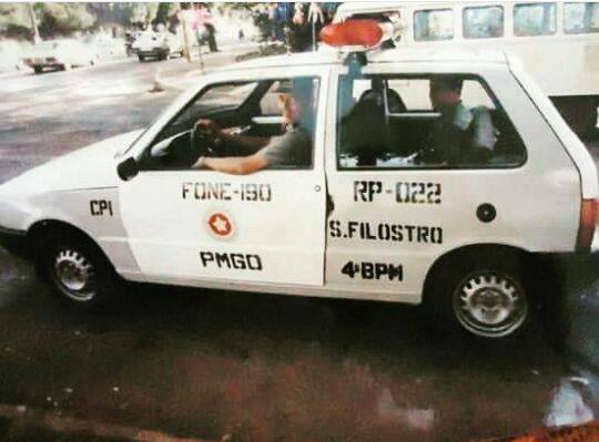 Viaturas antigas da PMGO: Fiat Uno | Foto: Reprodução