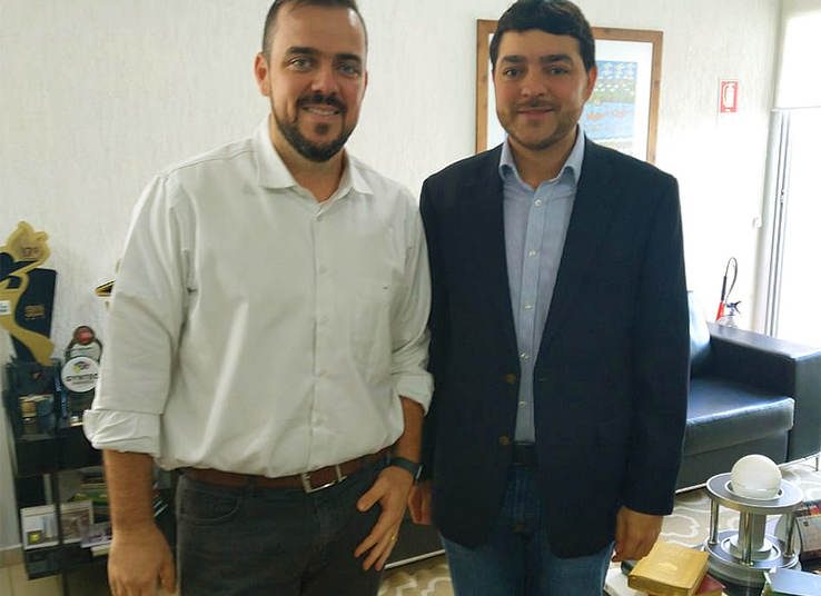 Henrique Arantes (PTB) se reúne com Gustavo Mendanha (MDB) na Prefeitura de Aparecida | Foto: Reprodução
