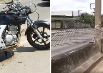 Motociclista de 27 anos morreu após colidir contra poste na BR-153, em Aparecida de Goiânia | Foto: PRF e Leitor