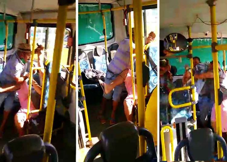 Passageiros filmam briga em ônibus que seguia de Brasília a Valparaíso, em Goiás | Foto: Reprodução
