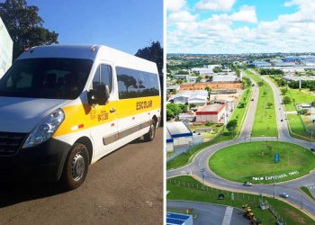 Motoristas de vans escolares querem atuar no transporte de colaboradores de empresas com mais de 15 funcionários em Aparecida | Foto: Montagem/FZ