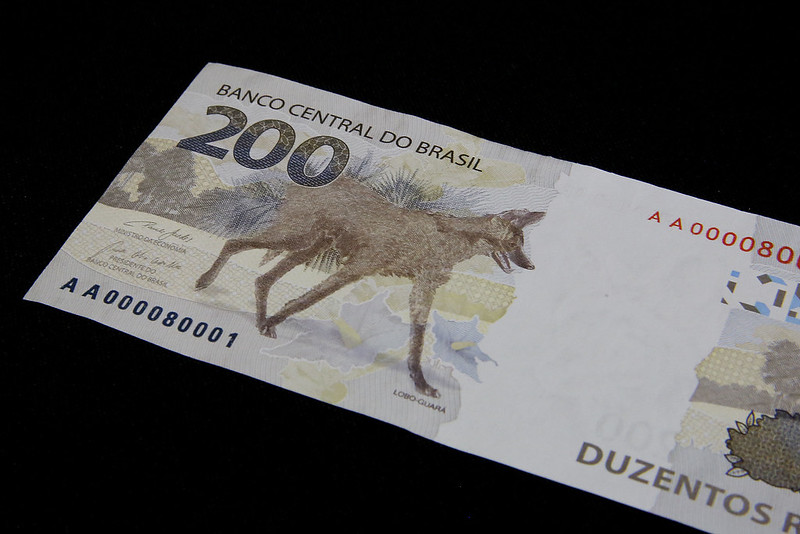 Banco Central (BC) lançou nesta 4ª feira (2) a nova nota de R$ 200 com a imagem do lobo-guará | Foto: Raphael Ribeiro/BCB