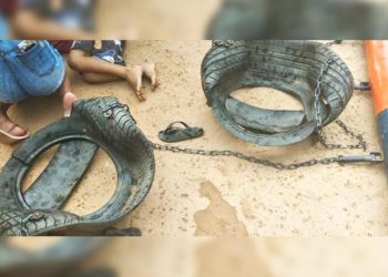 Acidente com brinquedo em praça de Aparecida deixa criança ferida
