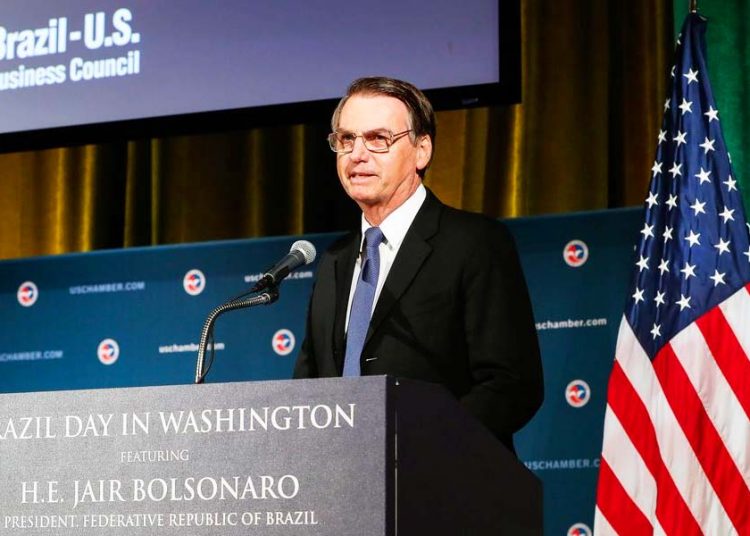 Jair Bolsonaro discursa em Washington, nos Estados Unidos | Foto: Alan Santos/PR