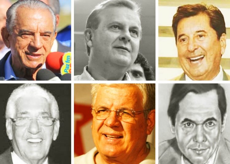 Prefeitos de Goiânia: Iris Rezende, Paulo Garcia, Maguito Vilela, Índio Artiaga, Pedro Wilson e Hélio Umbelino