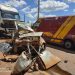 Veículo destruído em acidente em Palmelo de Goiás - Foto: CBMGO