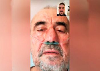 No hospital, Léo Mendanha faz videoconferência com o filho, Gustavo | Foto: Reprodução