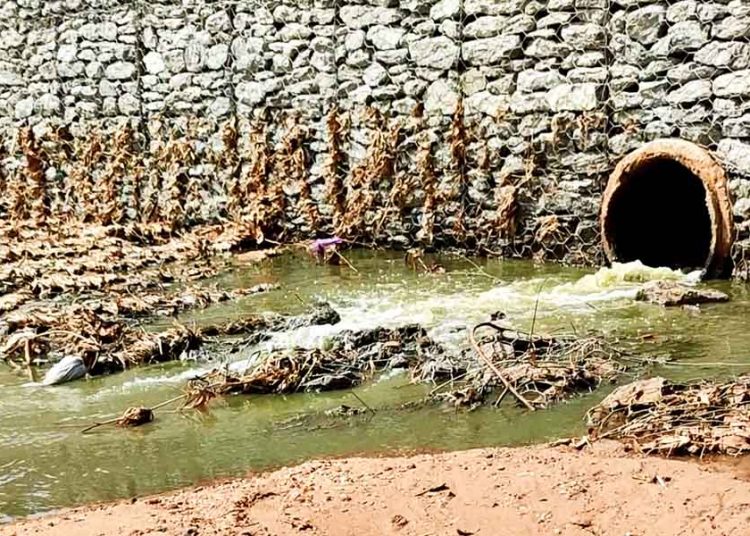 Despejo de esgoto no Córrego Lajes, em Aparecida de Goiânia | Foto: Leitor / FZ