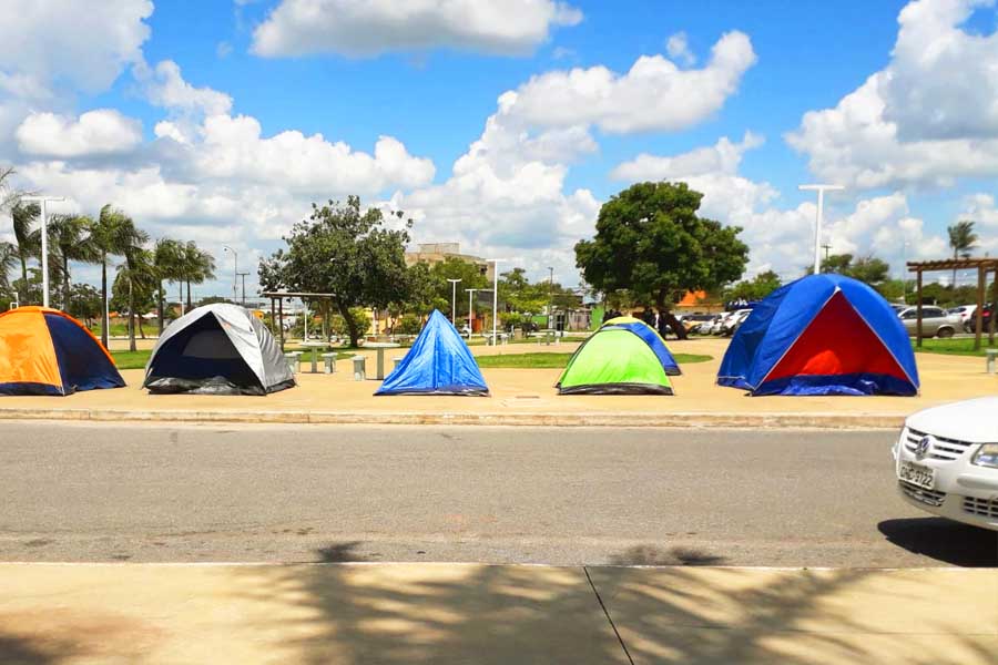 Guardas civis montam acampamento para protesto | Foto: Leitor / FZ