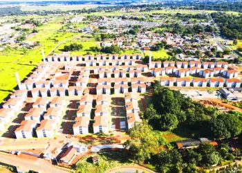 Imagem aérea dos módulos habitacionais na região da Chacára São Pedro, em Aparecida de Goiânia | Foto: Octacilio Queiroz