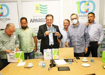 Marconi Perillo é recebido na Prefeitura de Aparecida de Goiânia nesta 2ª feira (11) | Foto: Reprodução