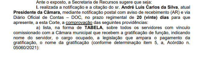 TCM recomenda que Câmara de Aparecida de Goiânia revogue gratificações aos comissionados - acordao tcm 123