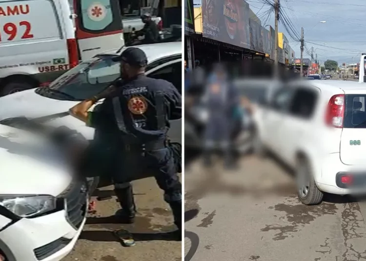 Ciclista ficou com perna presa entre veículos | Foto: reprodução