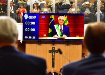 Caiado faz retrospecto durante discurso de posse para 2° mandato de governador | Foto: Divulgação