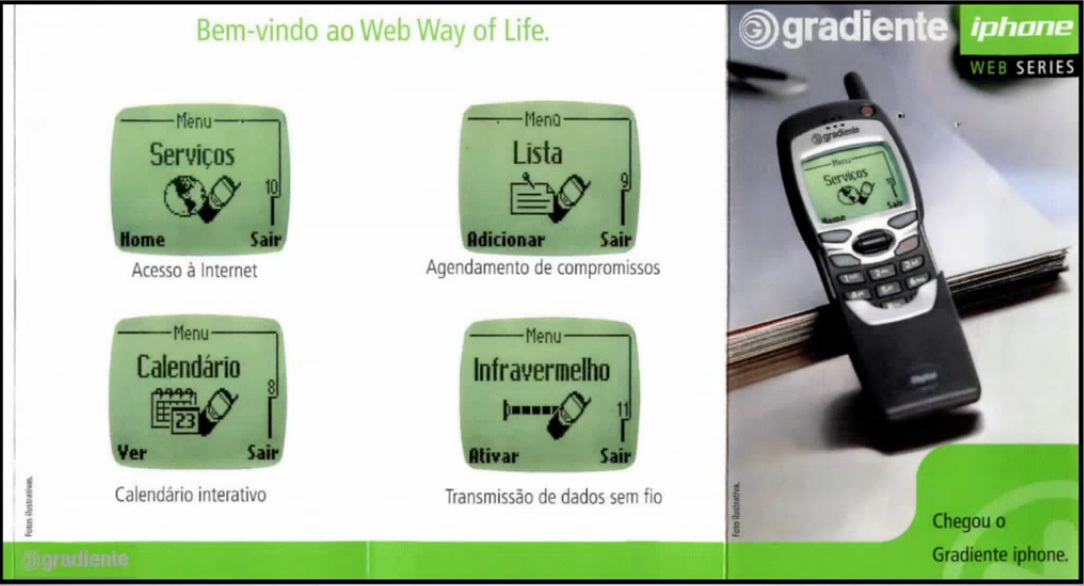 Gradiente iphone, lançado em 2000 no Brasil | Foto: Reprodução