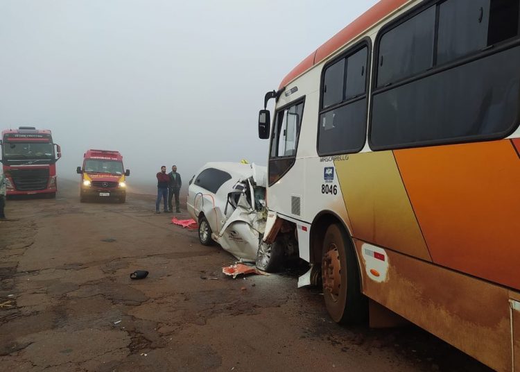 Motorista de carro funerário morre após colidir de frente com ônibus na GO-040 | Foto: PM