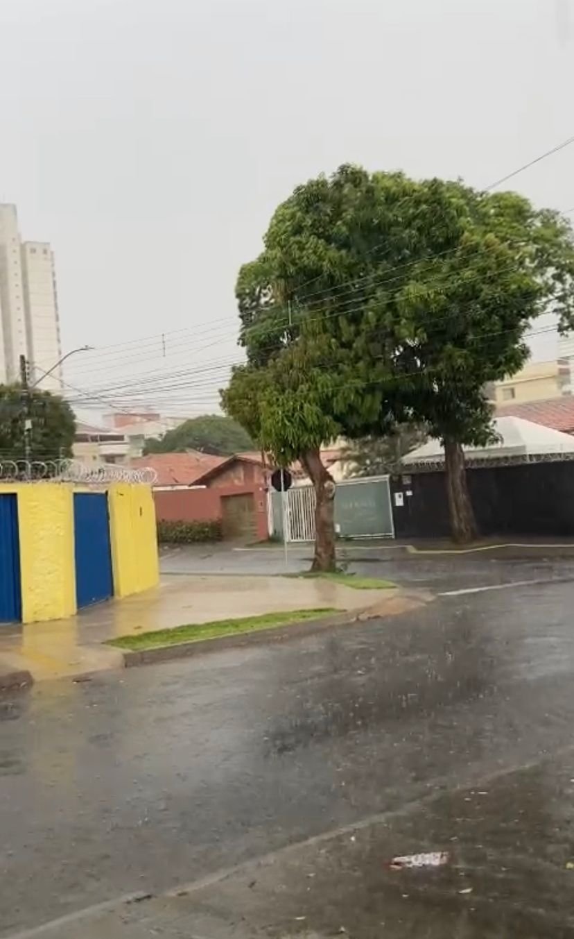 Chuva intensa no Jardim América, em Goiânia | Foto: Reprodução/Guilherme Coelho