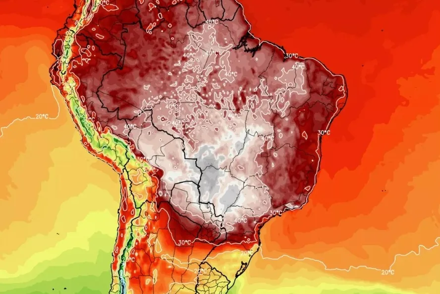 Onda de calor vai afetar todo o país | Foto: Divulgação/MetSul Meteorologia