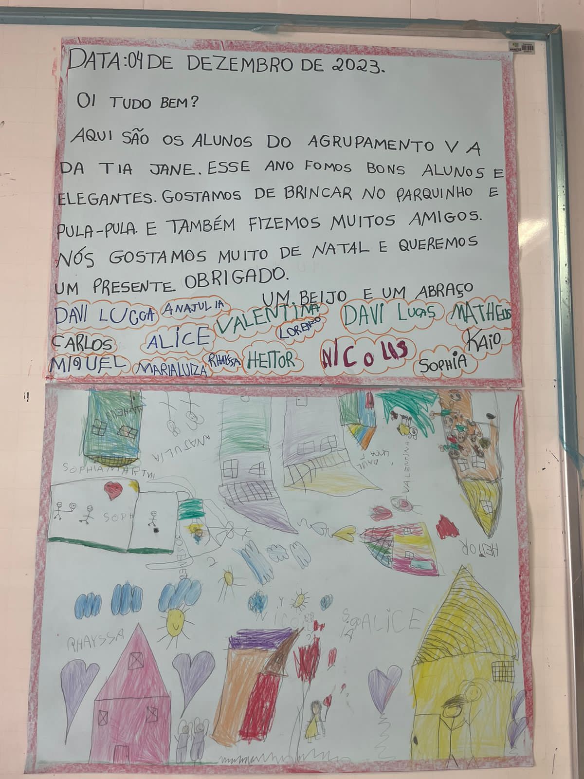 Carta feita pelos alunos | Foto: Divulgação/Polícia Penal do Estado de Goiás