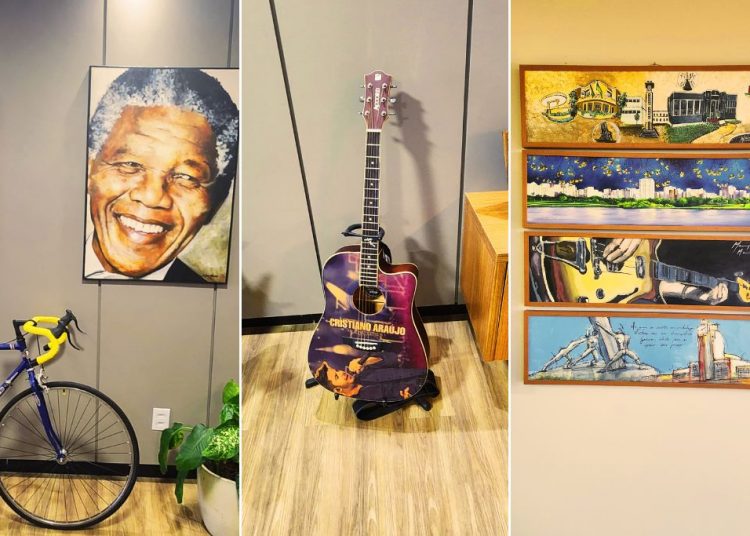 Gabinete do prefeito possui foto de Nelson Mandela, violão de Cristiano Araújo e quadros representando a capital | Foto: Folha Z