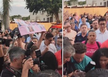 Manifestação de moradora teve cartaz e gritos de “traidor” | Foto: Reprodução