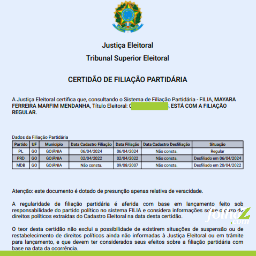 De volta à prefeitura de Aparecida, Mayara Mendanha segue com filiação no PL