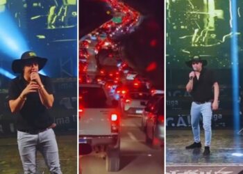 Show de Natanzinho Lima em Abadia congestiona a BR-060 | Fotomontagem: Redes Sociais