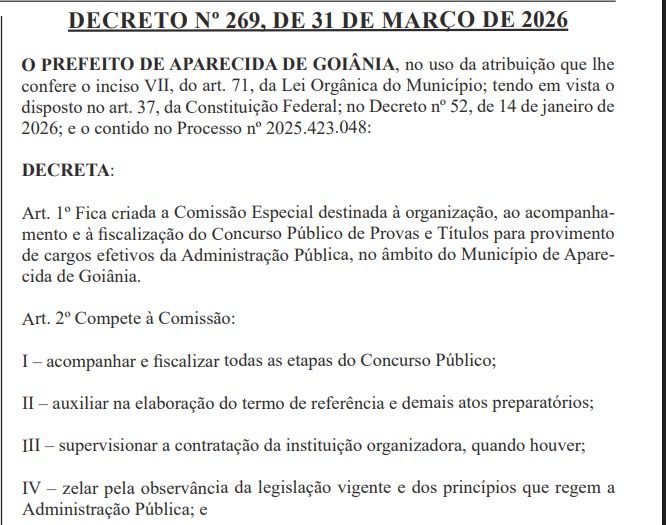 Concurso público Aparecida de Goiânia 