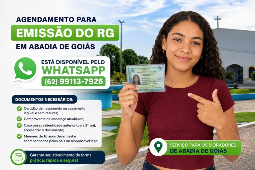Como emitir a 1ª via do RG de graça em Abadia de Goiás